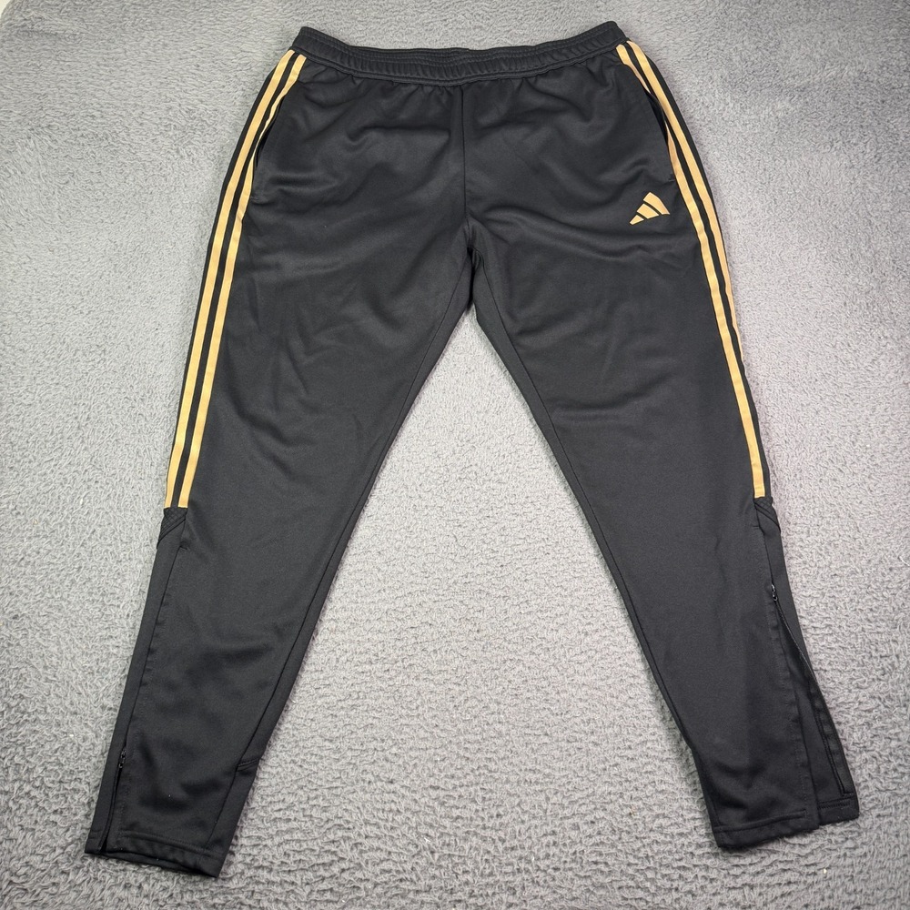 Adidas Tiro 23 Reflective Soccer Pants Mens XL Black Gold Ankle Zip 30" Training